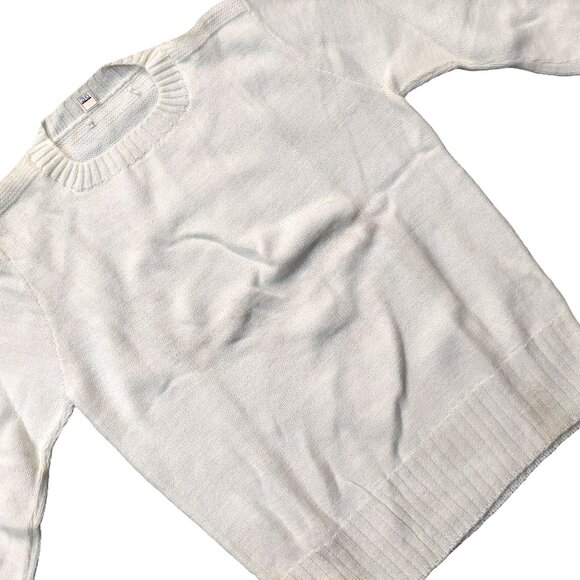 Vintage 1940s-1950s White Long Sleeve Knit Crewneck Sweater X Small - Picture 4 of 7